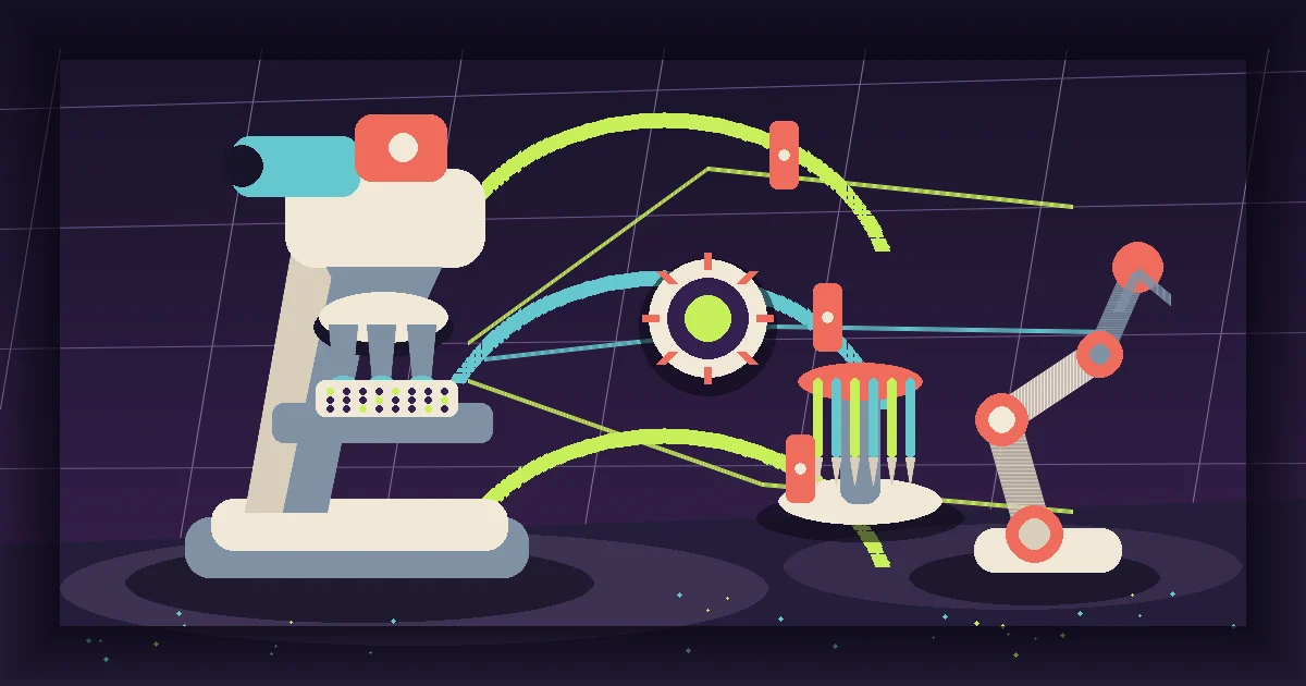 Modular microscope linking a robot arm and lab instruments through guarded signal paths
